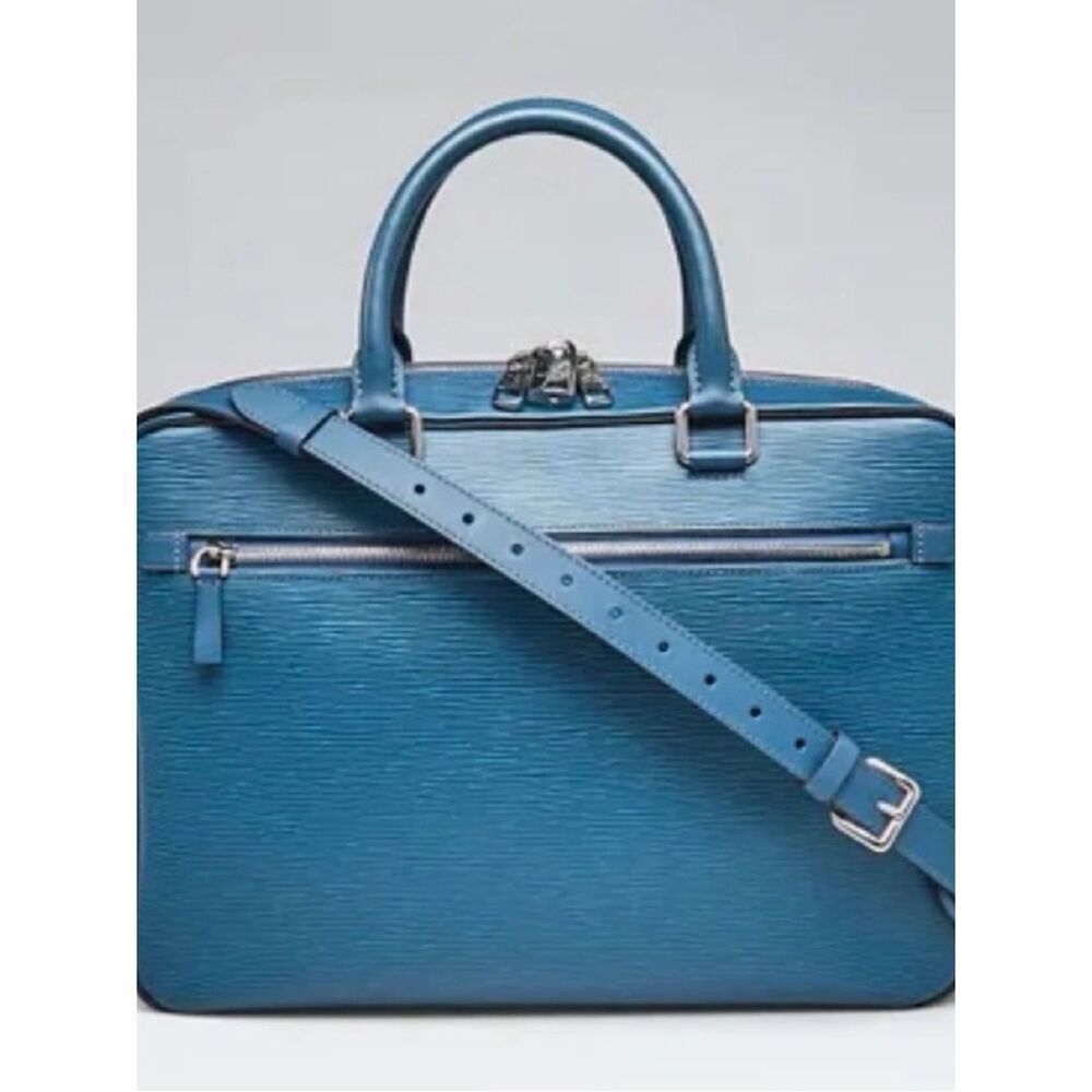 Louis Vuitton Blue Epi Leather Laptop Bag with Shoulder Strap